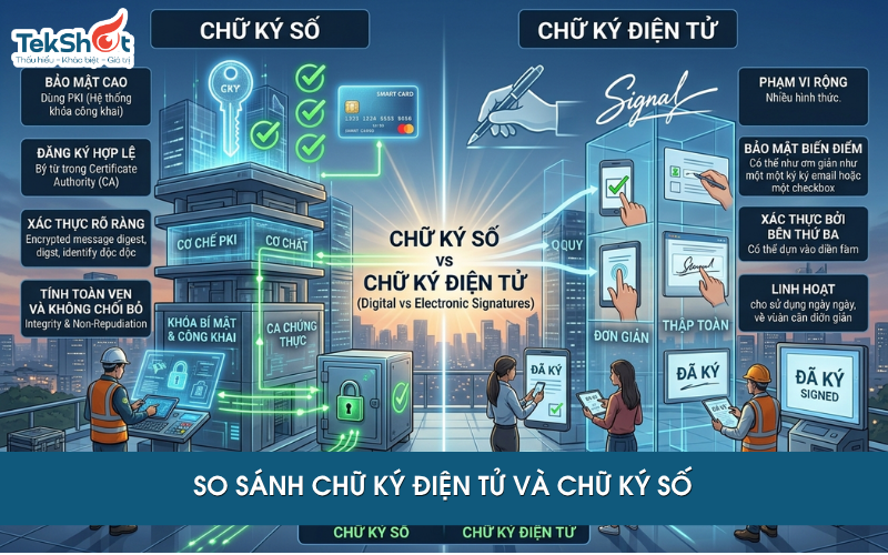 Điểm khác nhau giữa chữ ký điện tử và chữ ký số